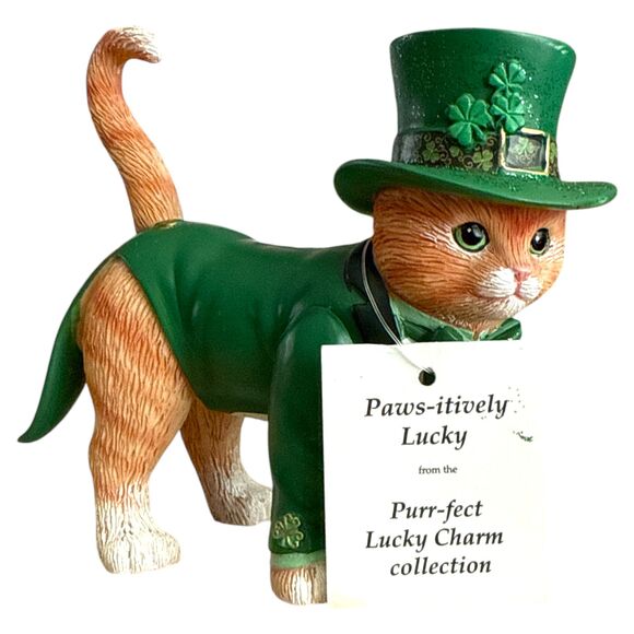 Hamilton Paws-itively Lucky Cat Figurine 2018 w/ Tag Purr-fect Lucky Charm - Picture 4 of 7